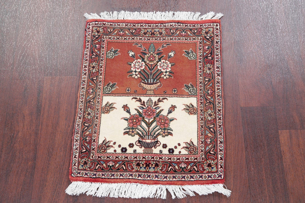 Floral Rust Bidjar Persian Hand-Knotted 2x2 Wool Square Rug