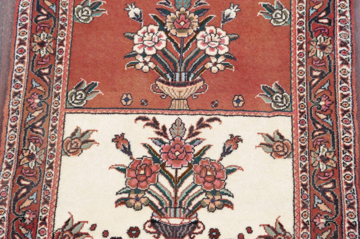 Floral Rust Bidjar Persian Hand-Knotted 2x2 Wool Square Rug