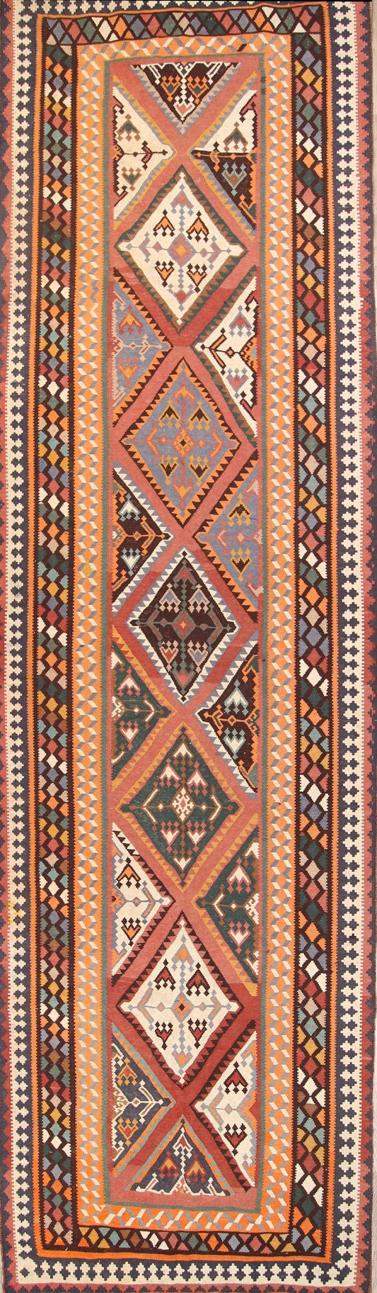 Geometric 5x19 Kilim Shiraz Persian Rug Runner