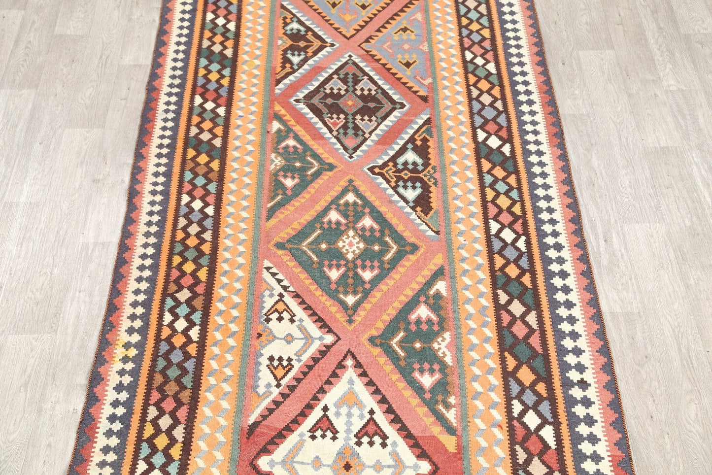 Geometric 5x19 Kilim Shiraz Persian Rug Runner