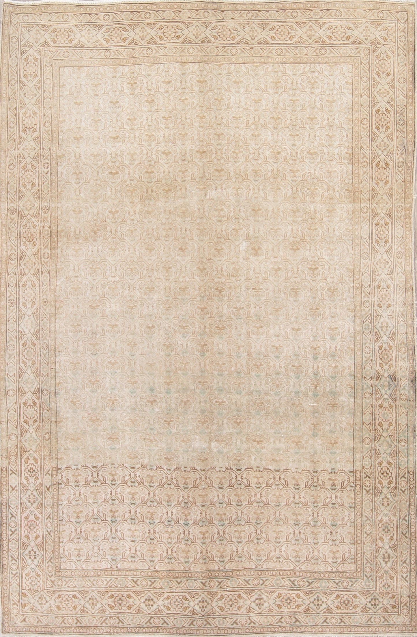 Muted Tabriz Persian 6x8 Wool Distressed Area Rug