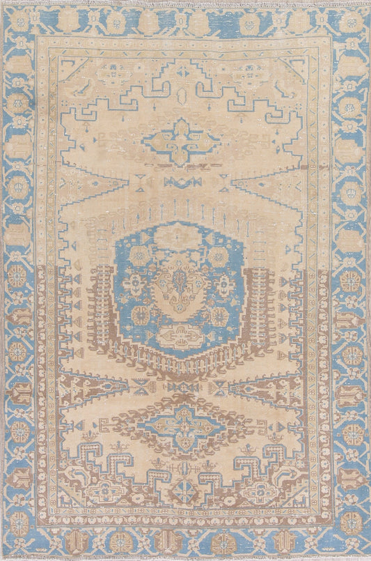 Muted Viss Persian Hand-Knotted 6x8 Wool Distressed Area Rug