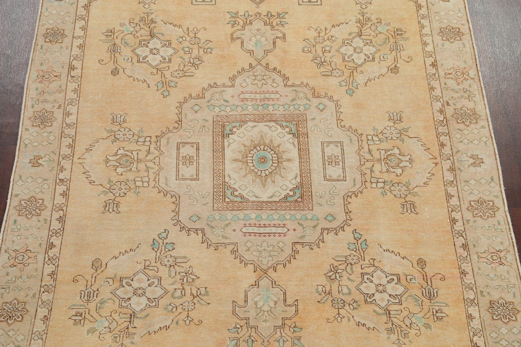 Vintage Muted Wool Tabriz Persian Area Rug 6x9