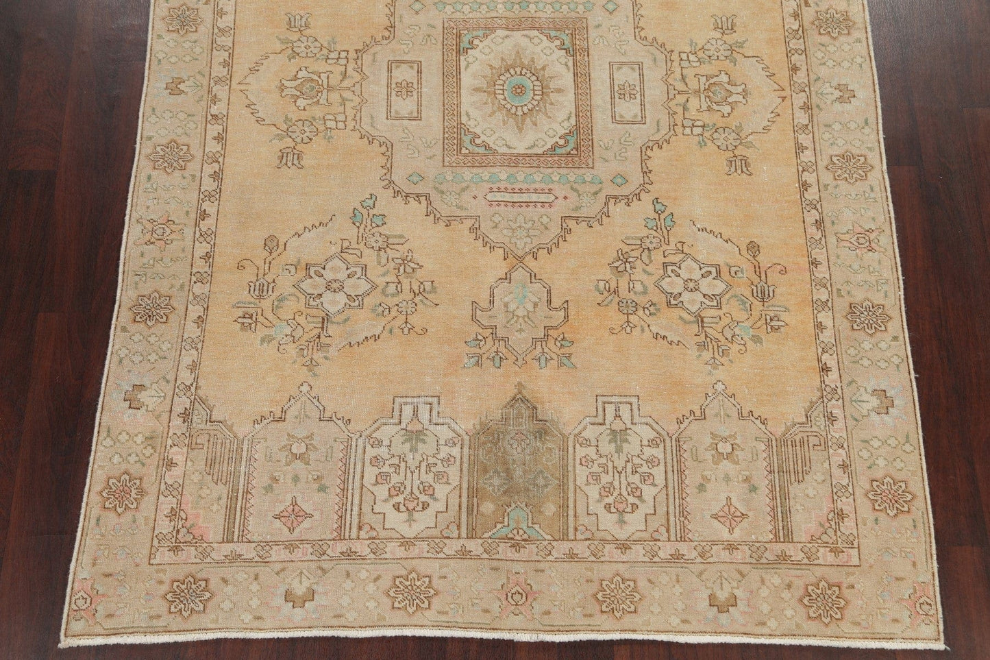 Vintage Muted Wool Tabriz Persian Area Rug 6x9