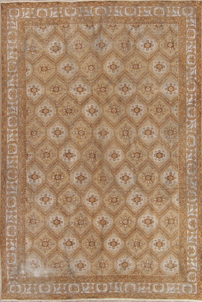 Muted Ferdos Persian 7x10 Wool Distressed Area Rug