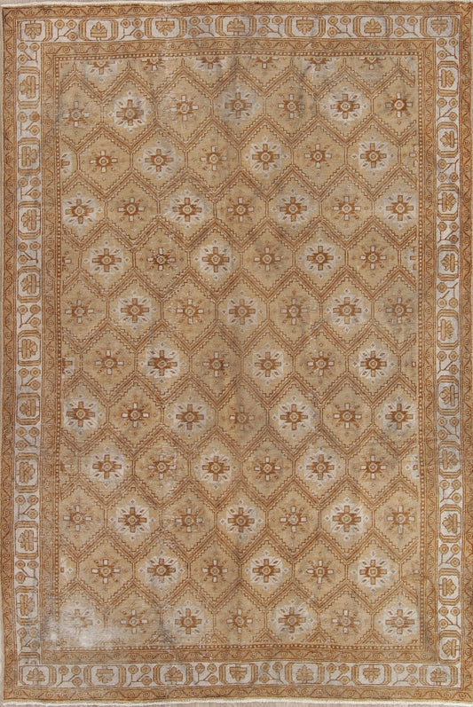 Muted Ferdos Persian 7x10 Wool Distressed Area Rug