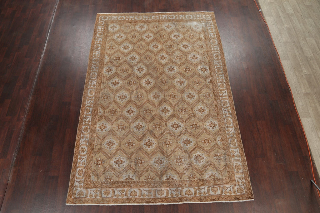 Muted Ferdos Persian 7x10 Wool Distressed Area Rug