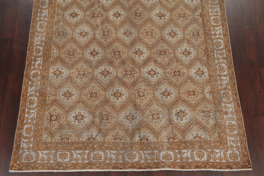 Muted Ferdos Persian 7x10 Wool Distressed Area Rug