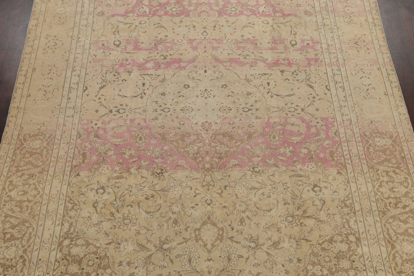 Muted Tabriz Persian 9x13 Over-dyed Distressed Area Rug