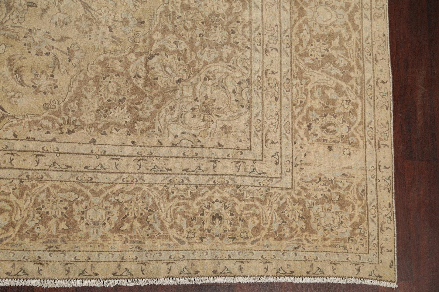 Muted Tabriz Persian 9x13 Over-dyed Distressed Area Rug