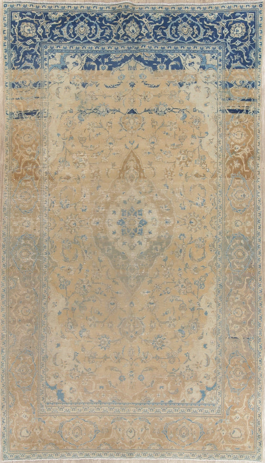 Muted Distressed Kashan Persian Area Rug 6x11