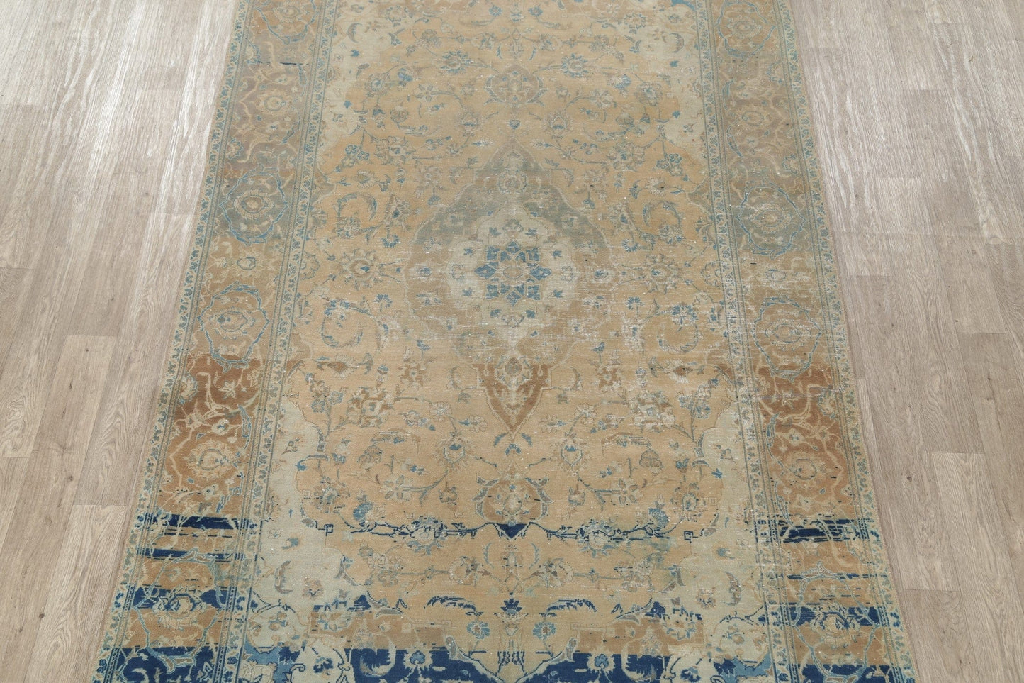 Muted Distressed Kashan Persian Area Rug 6x11