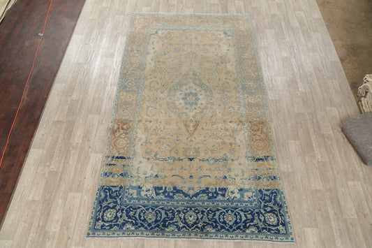 Muted Distressed Kashan Persian Area Rug 6x11