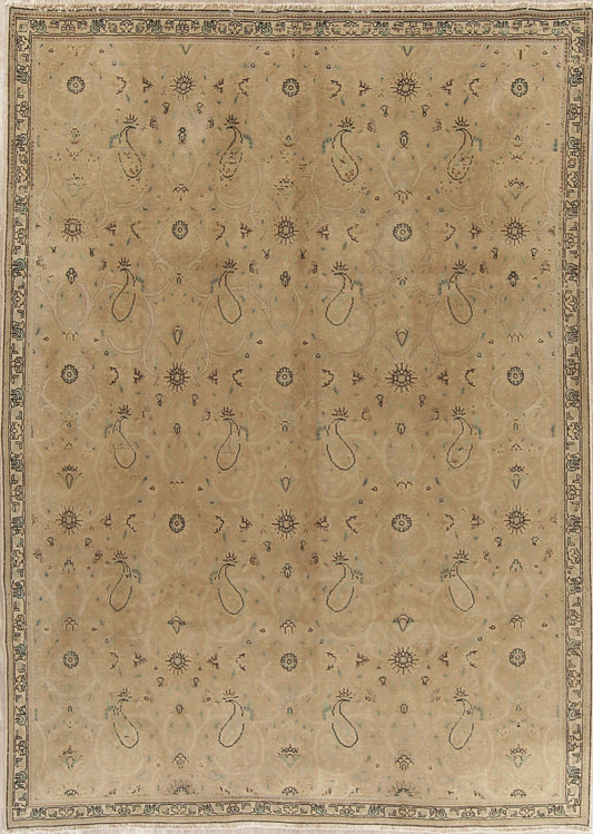 Muted Tabriz Persian Hand-Knotted 7x10 Wool Distressed Area Rug