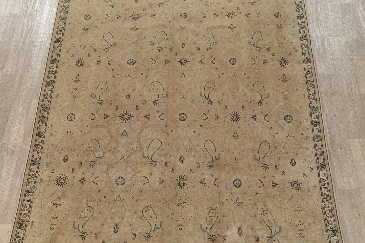 Muted Tabriz Persian Hand-Knotted 7x10 Wool Distressed Area Rug