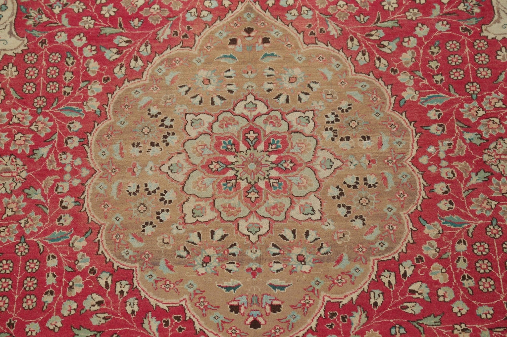 Floral Red Tabriz Persian Hand-Knotted 8x11 Wool Area Rug