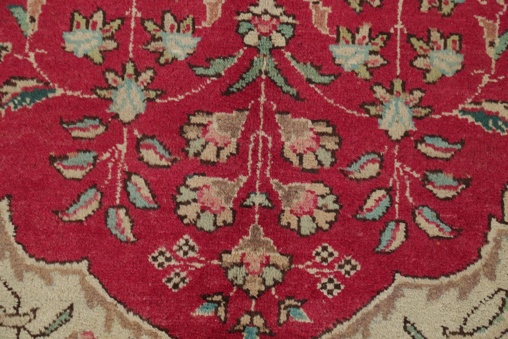 Floral Red Tabriz Persian Hand-Knotted 8x11 Wool Area Rug