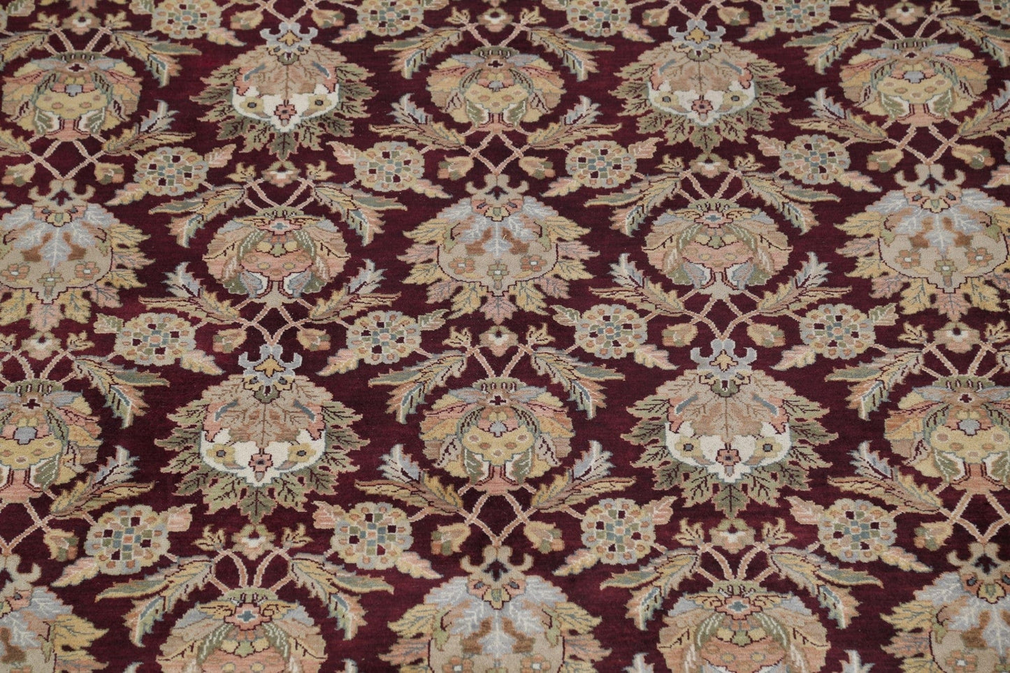 All-Over Agra Indian Oriental Hand-Knotted 10x14 Wool Area Rug