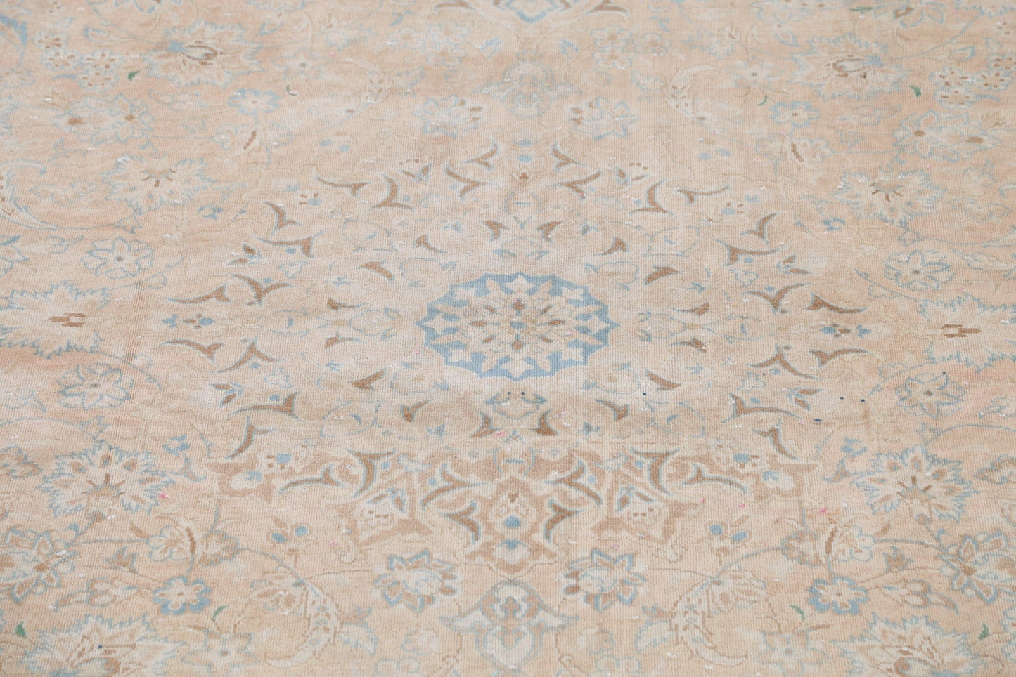 Muted Kashan Persian Hand-Knotted 9x13 Wool Distressed Area Rug