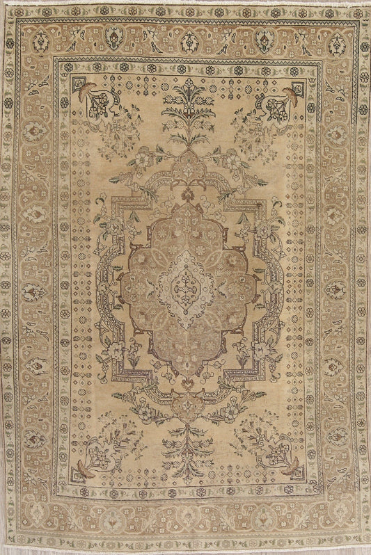 Antique Distressed Tabriz Persian Area Rug 7x10