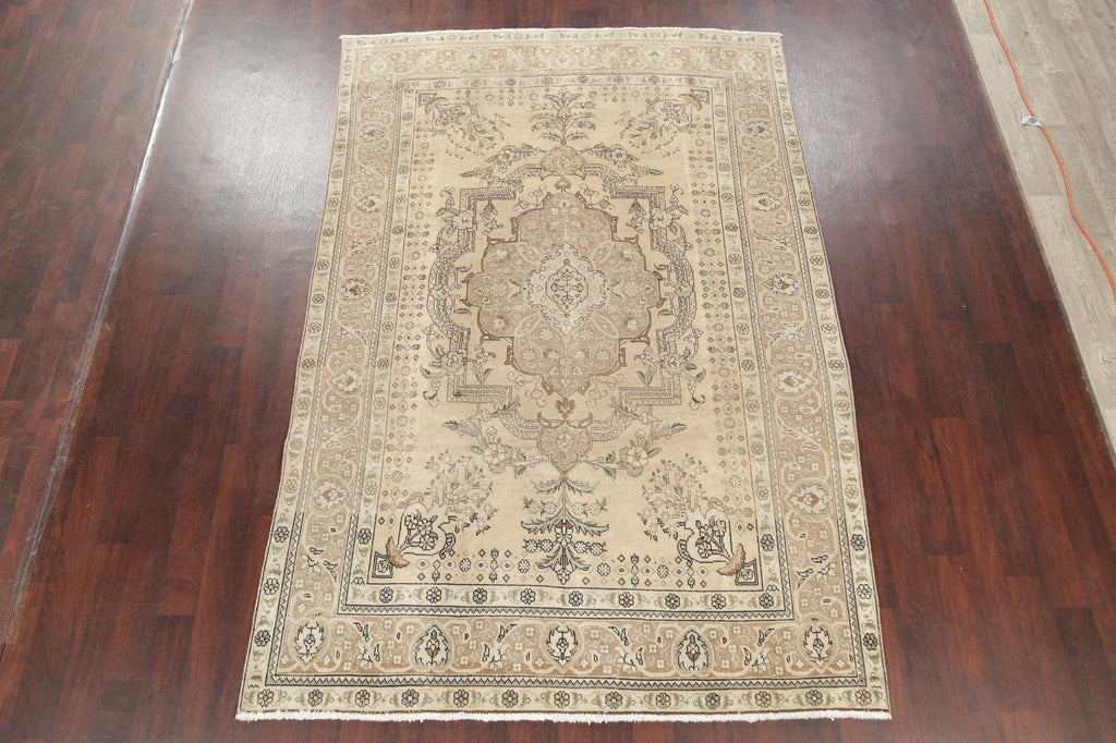 Antique Distressed Tabriz Persian Area Rug 7x10