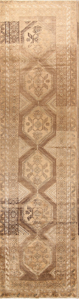 Distressed Muted Hamedan Persian Runner 4x14