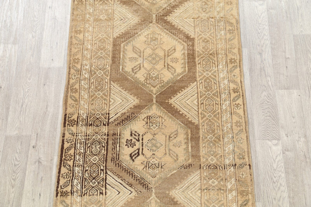 Distressed Muted Hamedan Persian Runner 4x14