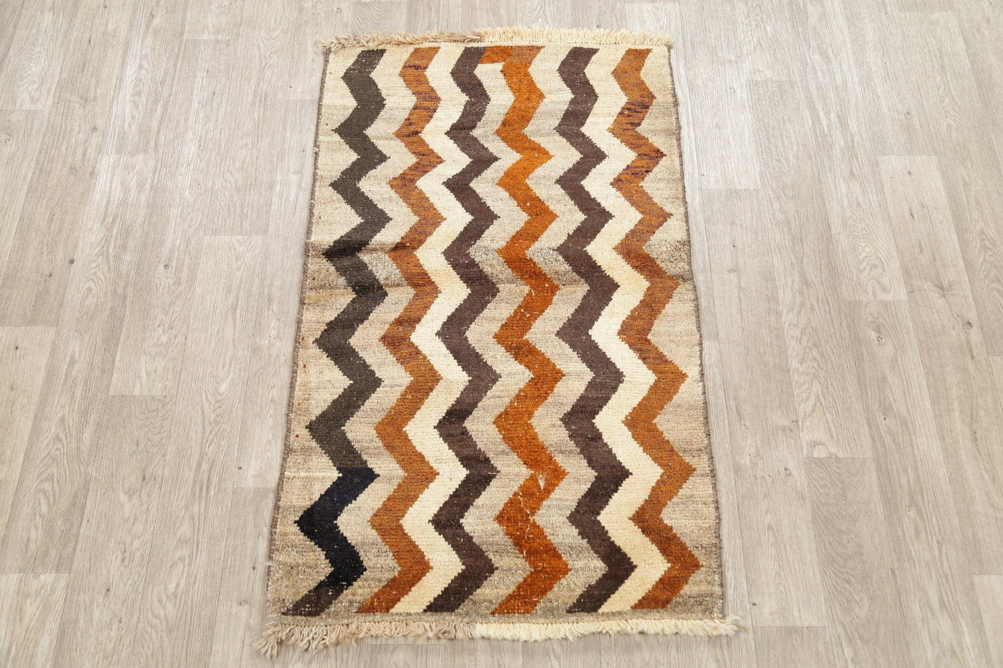 Geometric Gabbeh Persian Hand-Knotted 3x5 Wool Rug