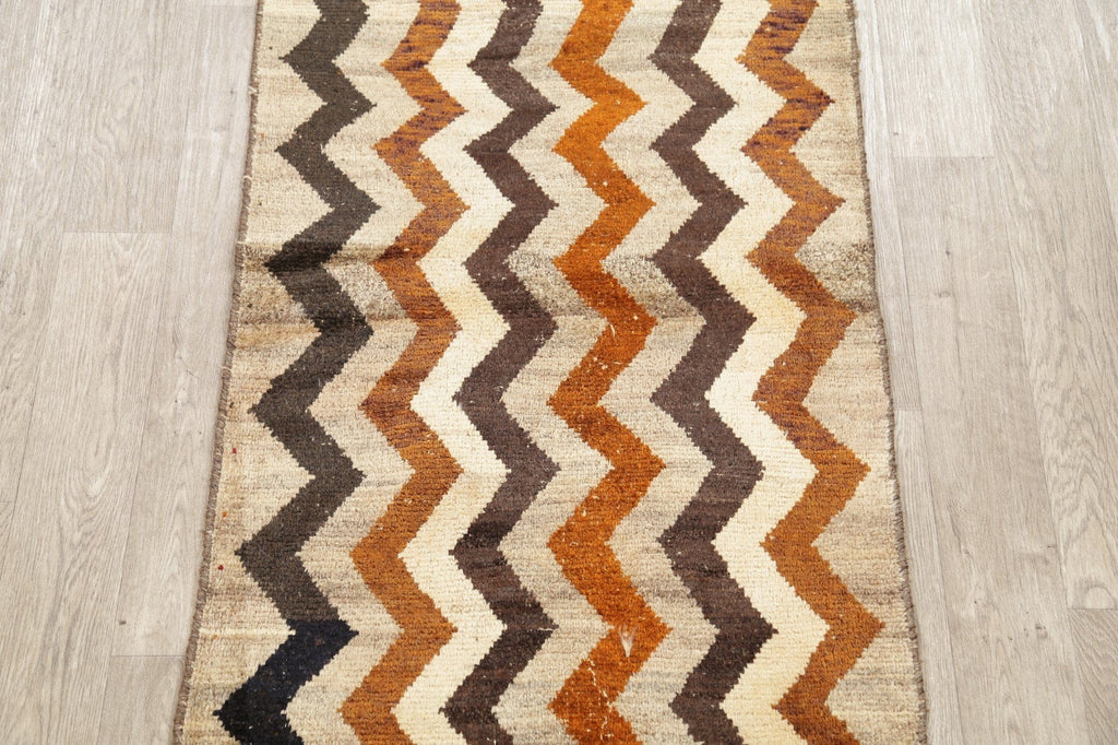 Geometric Gabbeh Persian Hand-Knotted 3x5 Wool Rug