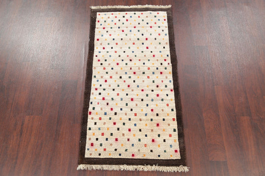 All-Over Geometric Gabbeh Persian Hand-Knotted 3x5 Wool Rug