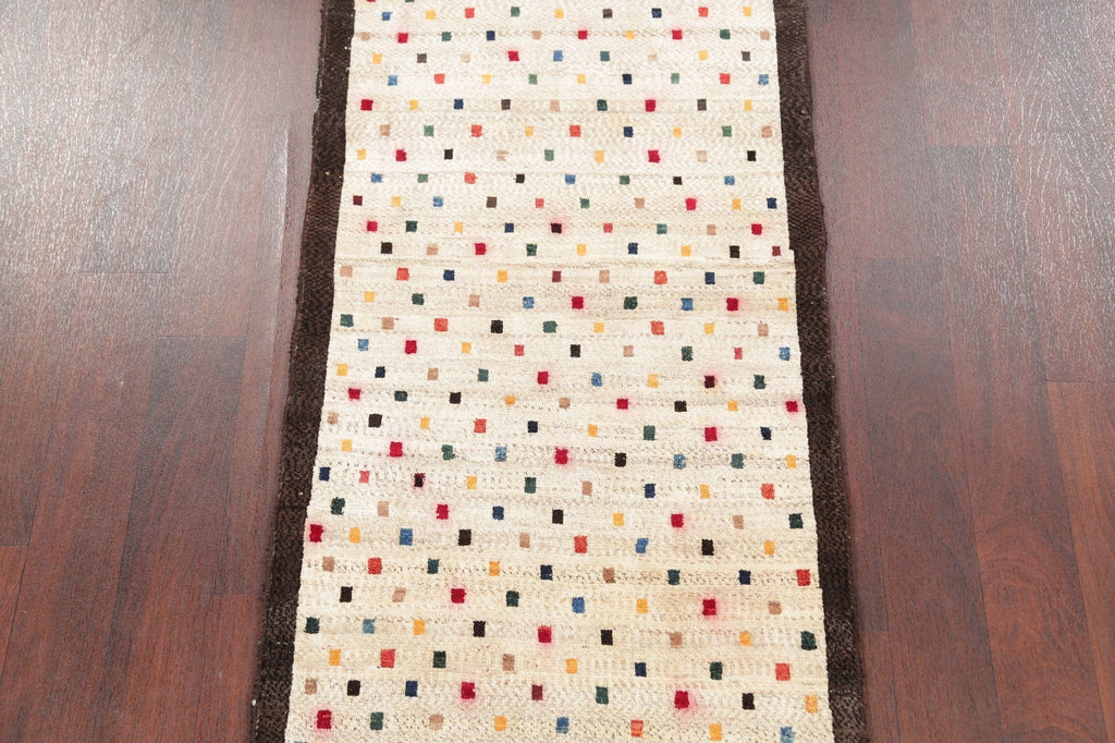 All-Over Geometric Gabbeh Persian Hand-Knotted 3x5 Wool Rug