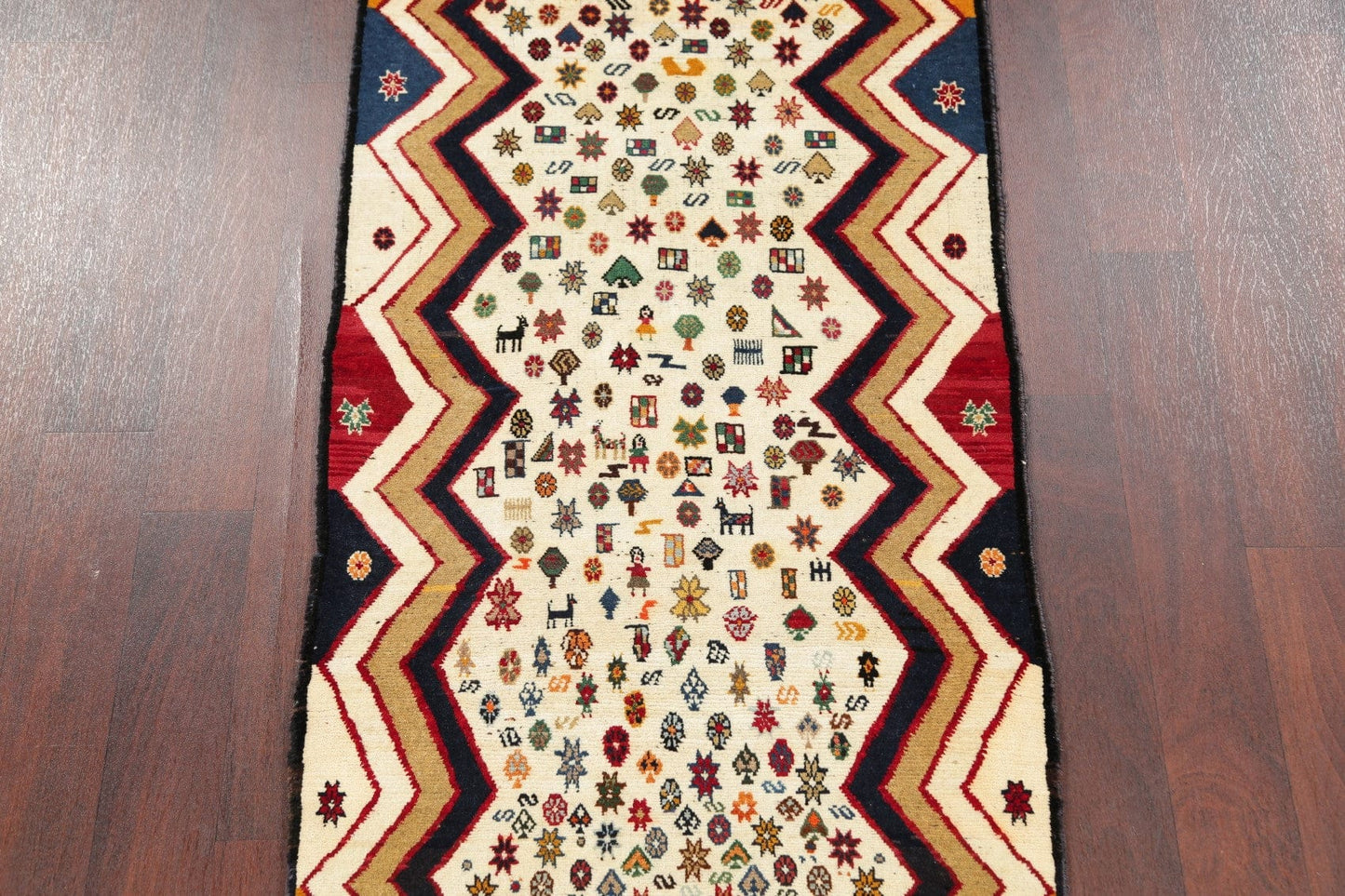 Geometric Gabbeh Persian Hand-Knotted 3x5 Wool Rug