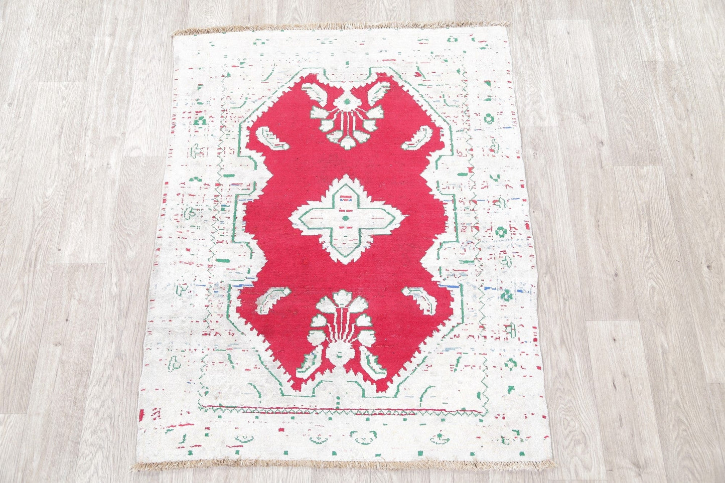 Red Hamedan Distressed Rug 3x4