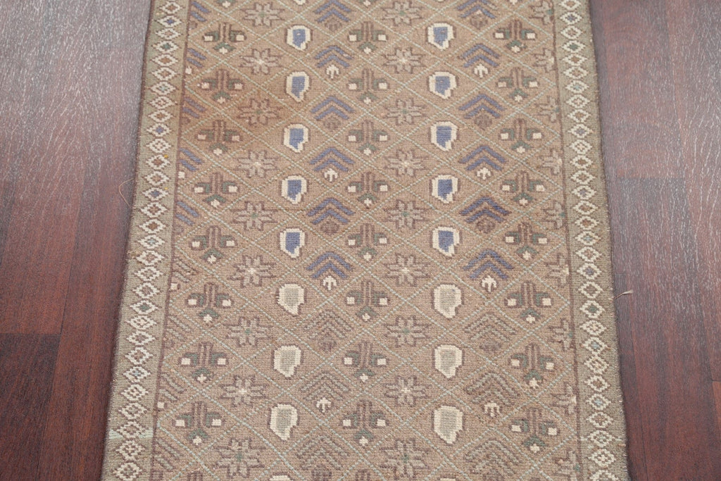 Muted Light Brown Hamedan Persian Distressed Rug 3x4