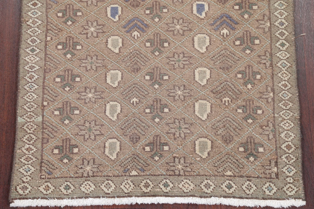 Muted Light Brown Hamedan Persian Distressed Rug 3x4