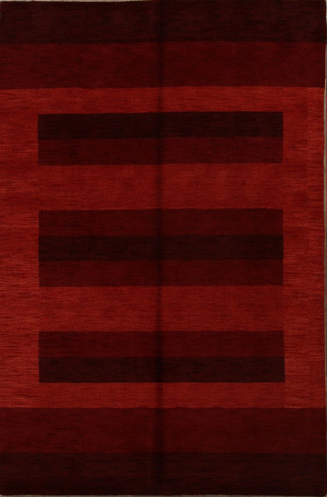 Stripe Red Modern Gabbeh Oriental Area Rug 7x10