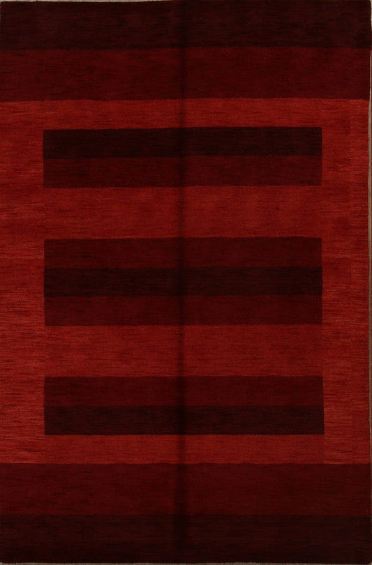 Stripe Red Modern Gabbeh Oriental Area Rug 7x10