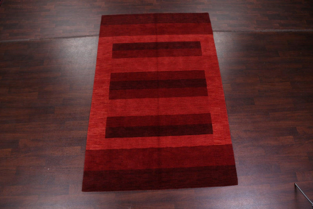 Stripe Red Modern Gabbeh Oriental Area Rug 7x10