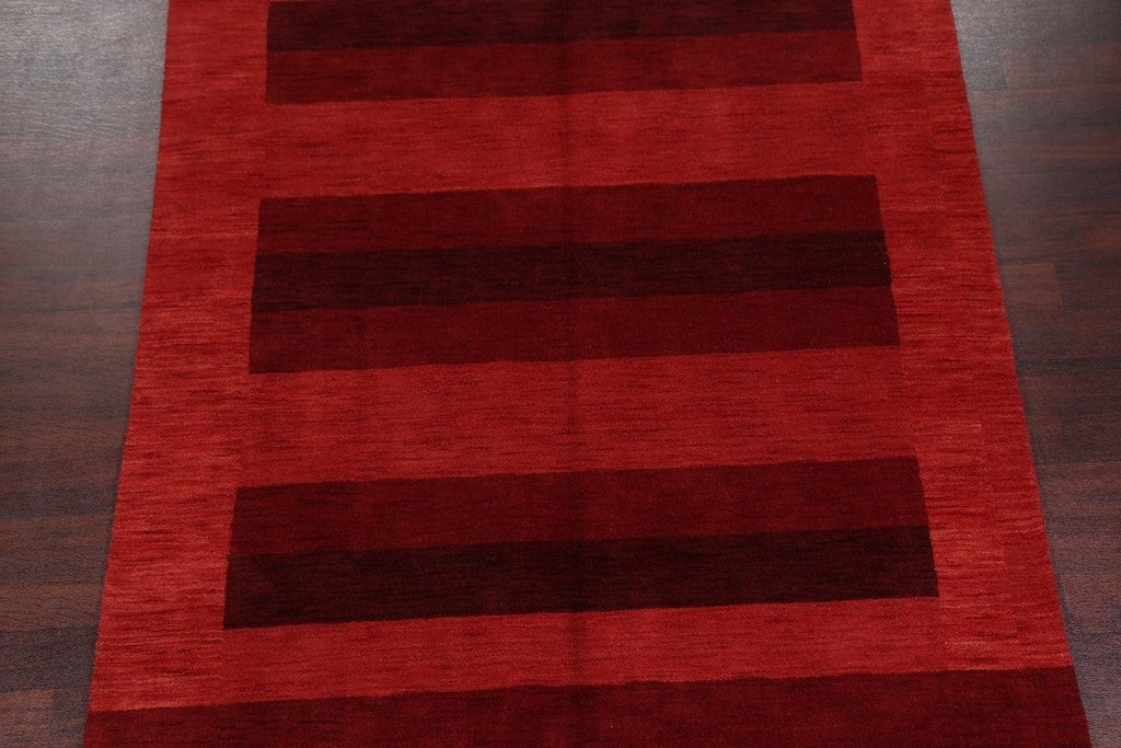 Stripe Red Modern Gabbeh Oriental Area Rug 7x10