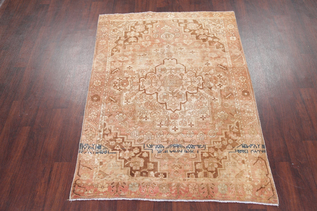 Geometric Heriz Muted Distressed Rug 5x7