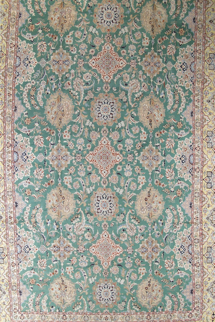 Palace Sized Wool/Silk Nain Persian Green Rug 16x26