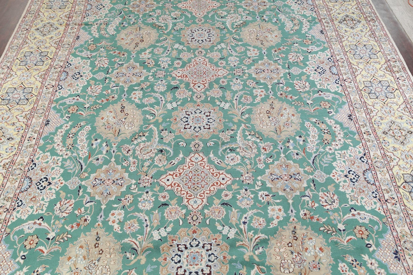 Palace Sized Wool/Silk Nain Persian Green Rug 16x26