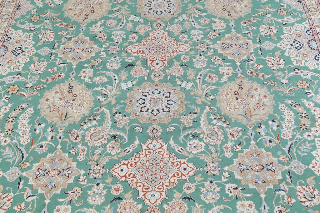 Palace Sized Wool/Silk Nain Persian Green Rug 16x26