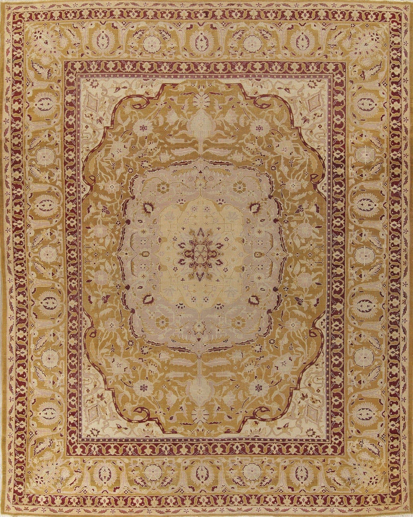 Pre-1900 Vegetable Dye Gold Agra Indian Rug 10x13