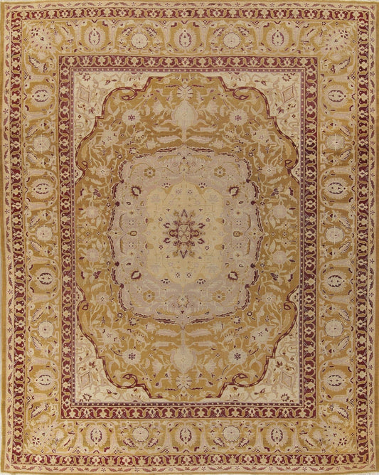 Pre-1900 Vegetable Dye Gold Agra Indian Rug 10x13