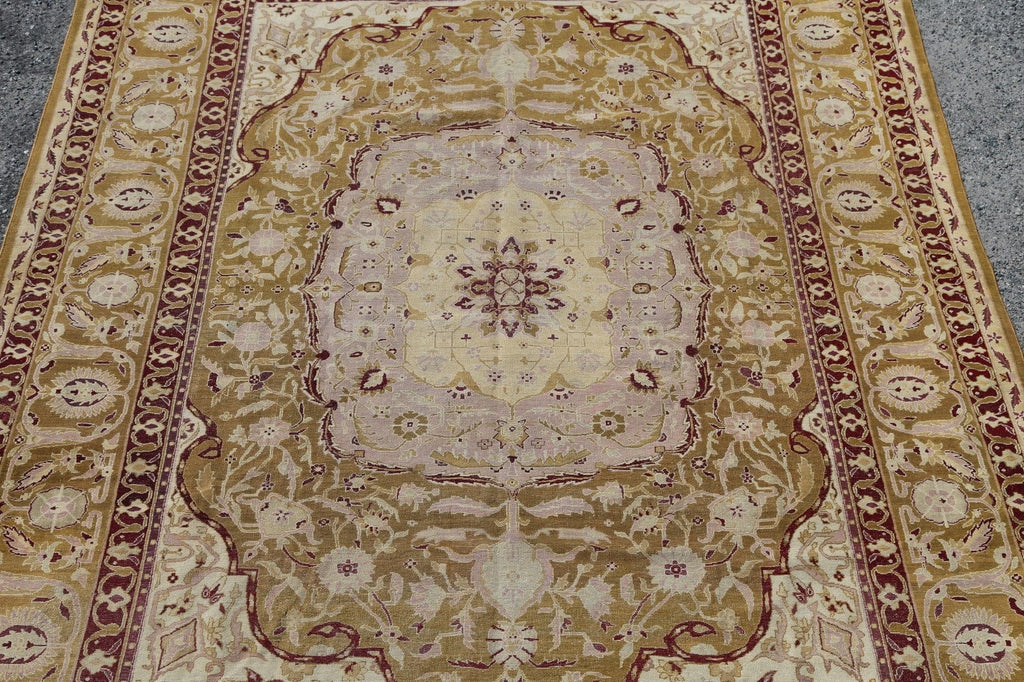 Pre-1900 Vegetable Dye Gold Agra Indian Rug 10x13