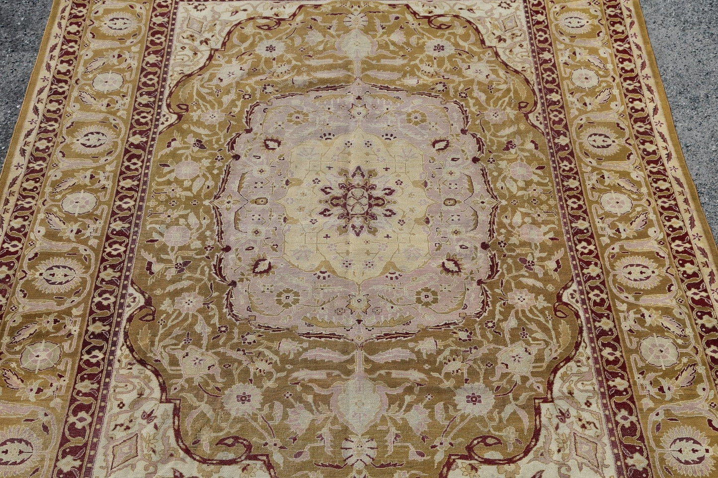 Pre-1900 Vegetable Dye Gold Agra Indian Rug 10x13