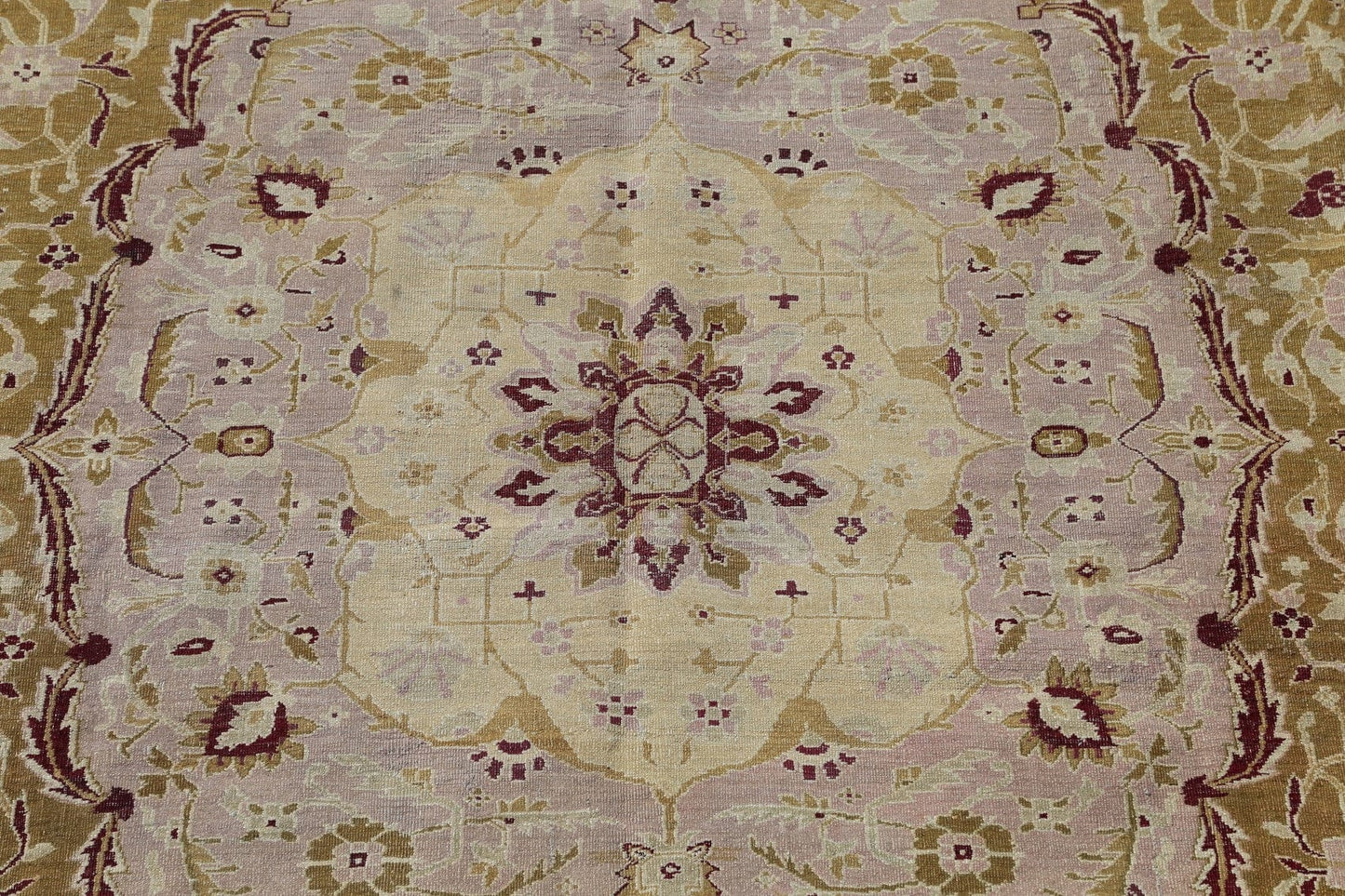 Pre-1900 Vegetable Dye Gold Agra Indian Rug 10x13