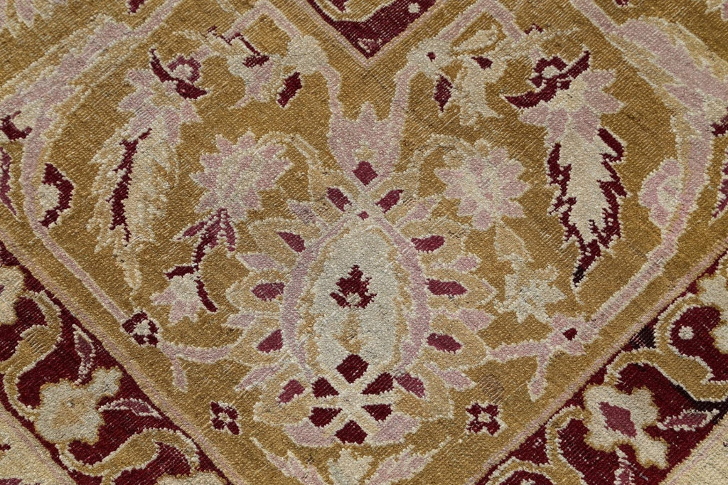 Pre-1900 Vegetable Dye Gold Agra Indian Rug 10x13