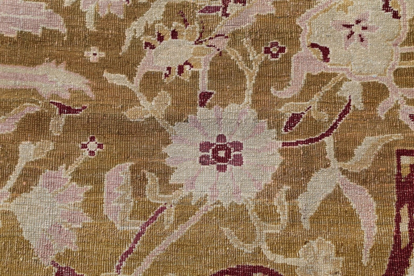 Pre-1900 Vegetable Dye Gold Agra Indian Rug 10x13